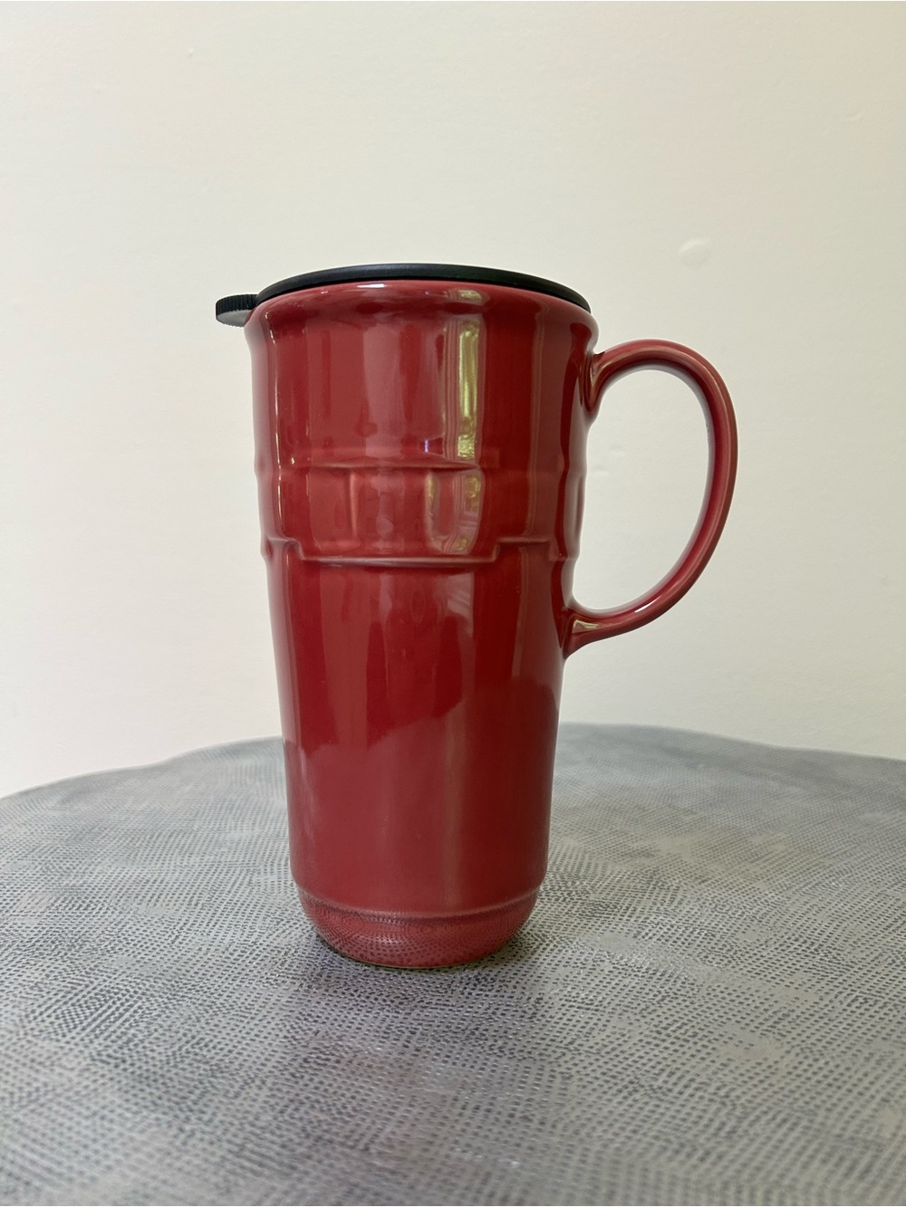 Longaberger ~ Tall Vitrified Woven Traditions Travel Mug with Lid in Paprika